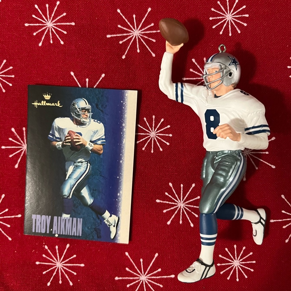 Hallmark Troy Aikman Ornament NIB with Playing Card